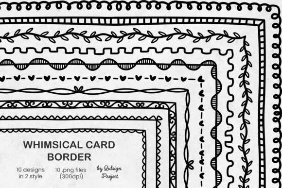 10 Whimsical Card Borders: Wavy Squiggle Designs