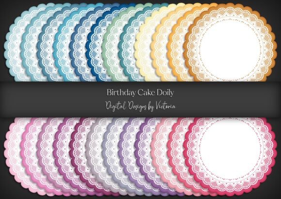 Birthday Cake Doily: 24 High-Res PNGs for Crafters