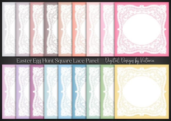 Easter Egg Hunt Square Lace Panel: 18 High-Res PNGs