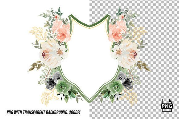 Elevate Designs with Watercolor Crest Floral PNG