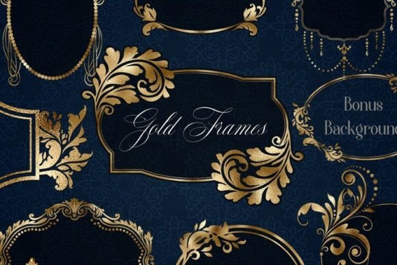 Elevating Brand Aesthetics with Vintage Gold Foil Label Frames PNG