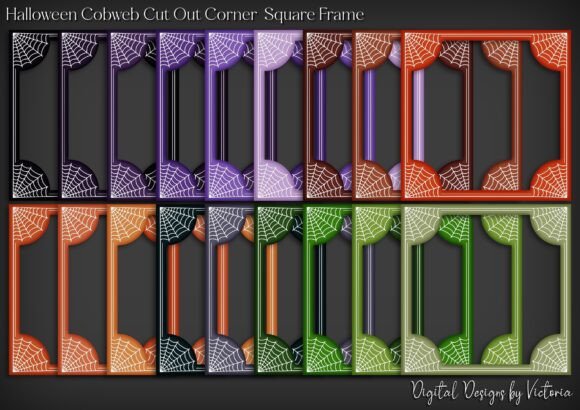 Halloween Cobweb Corner Frames: 18 PNG Designs