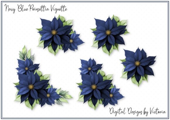 Navy Blue Poinsettia Vignette: A Creative Asset