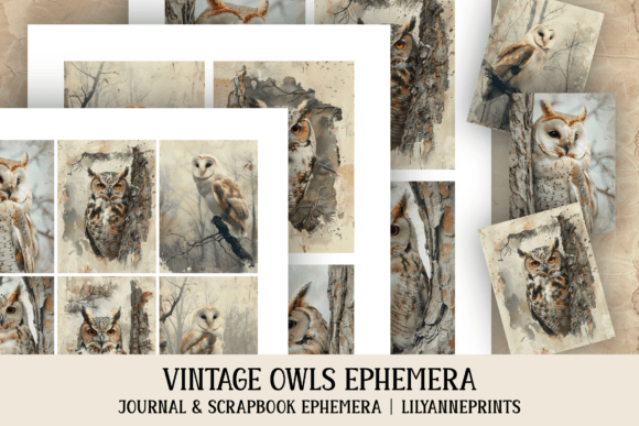 Owl Vintage Junk Journal Ephemera for Creators