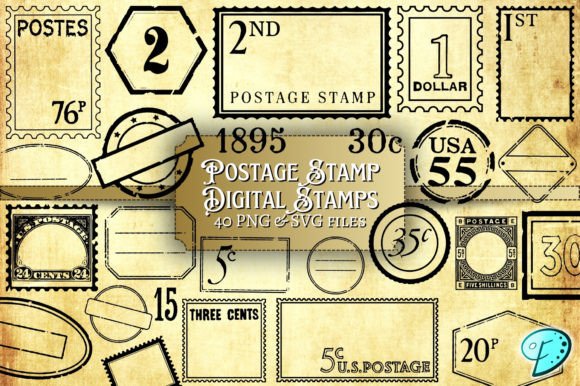 Postage Stamp Digital Stamp Kit for Crafters