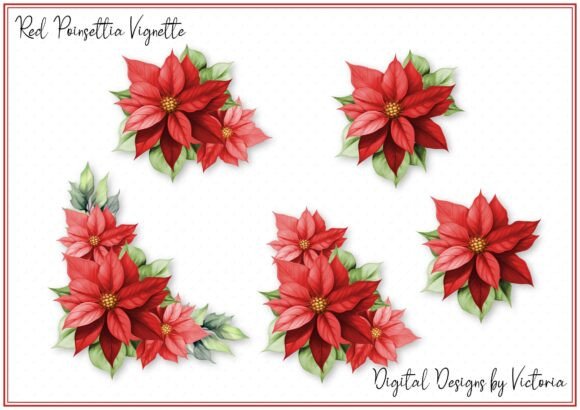 Red Poinsettia Vignette: A Creative Asset for Makers