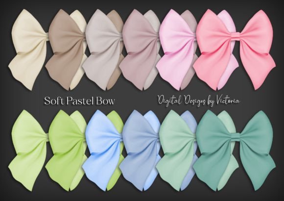 Soft Pastel Bow: 12 High-Res PNGs for Crafting