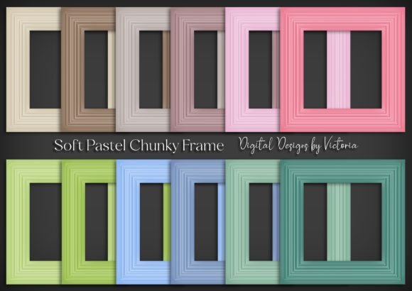 Soft Pastel Chunky Frame: 12 High-Res PNGs for Crafting