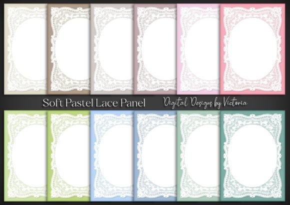 Soft Pastel Lace Panel: 12 High-Res PNGs for Crafting