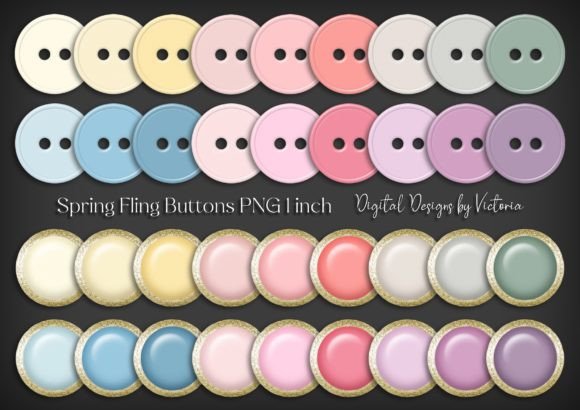 Spring Fling Buttons: 36 High-Res PNGs for Crafting