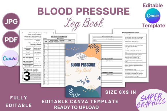 Take Control of Your Health with a Custom Blood Pressure Log Book - Canva Template