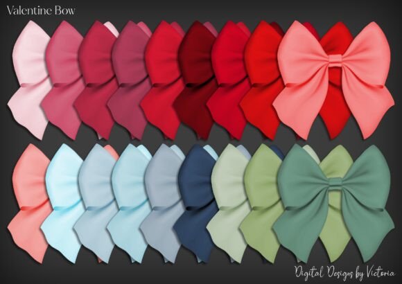 Valentine Bow: 18 High-Res PNGs for Crafting