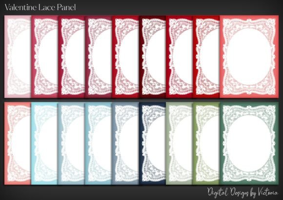 Valentine Lace Panel: 18 High-Res PNGs for Crafting