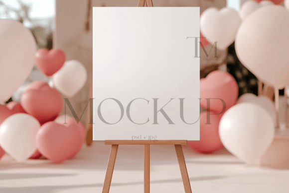 Valentine's Day Easel Sign Mockup for Designers